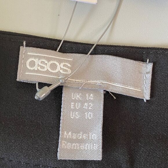 NWT Asos Black Pleated High Rise Dress Ankle Pant Women Sz 10 Tapered Pockets - Picture 8 of 12